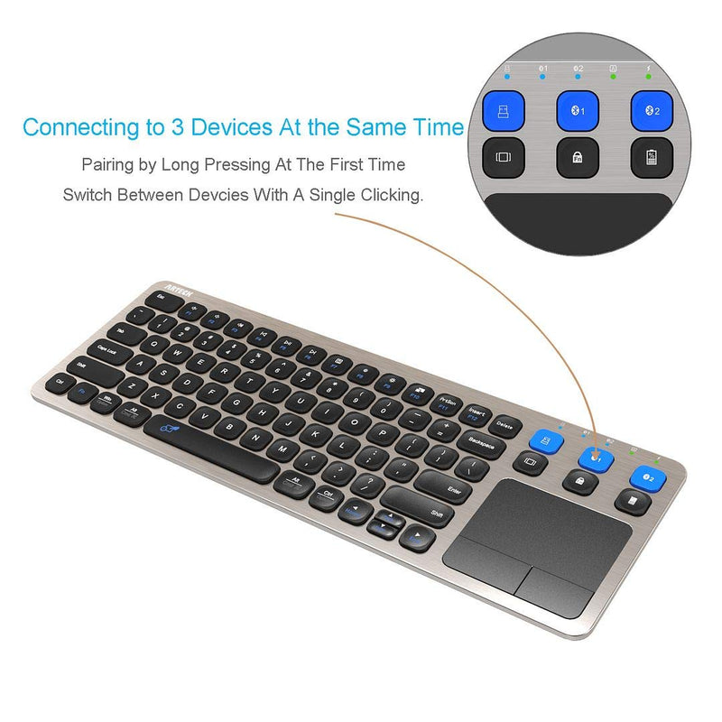 [Australia - AusPower] - Arteck Universal 2.4G Wireless and Bluetooth Touch TV Keyboard Multi-Device with Easy Media Control and Build-in Touchpad Wireless Keyboard for Smart TV, TV Box, TV-Connected Computer, Mac, HTPC 