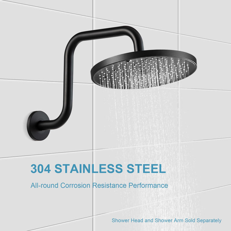 [Australia - AusPower] - OFFO Shower Head Extension Arm 13 Inch, S Shaped High Rise Extender with Flange Shower Head Pipe Arm, Matte Black 