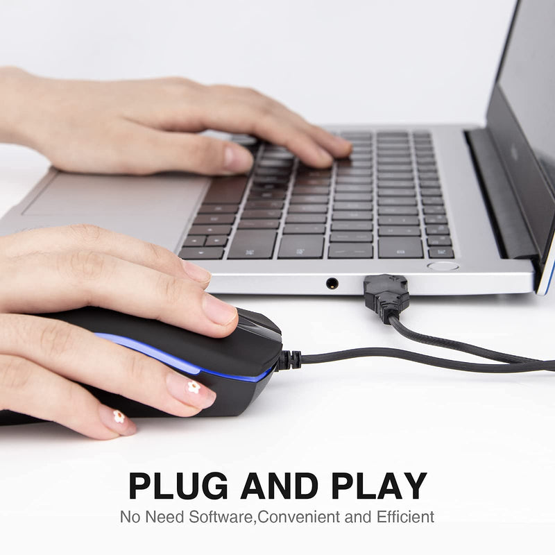 [Australia - AusPower] - Wired Mouse,Rii Computer Mouse with Blue Backlit,USB Mouse with 1600 DPI Levels,Comfortable Grip Ergonomic Optical ,USB Wired Mice Support Windows PC, Laptop,Desktop,Notebook,Chromebook (2PACK) 2PACK 