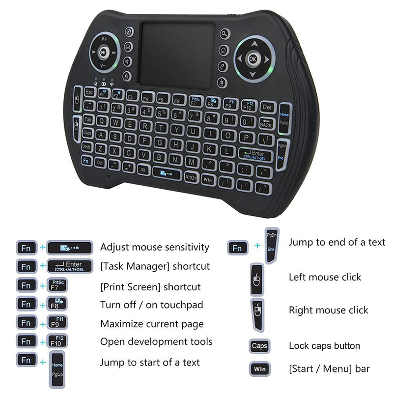 [Australia - AusPower] - Backlit 2.4GHz Mini Wireless Keyboard Remote Control with Touchpad Mouse Combo with USB Dongle Rechargeable Li-ion Battery for Android TV Box/Smart TV/PC/Windows/MacOS/Linux/X-Box/Smart TV Box 