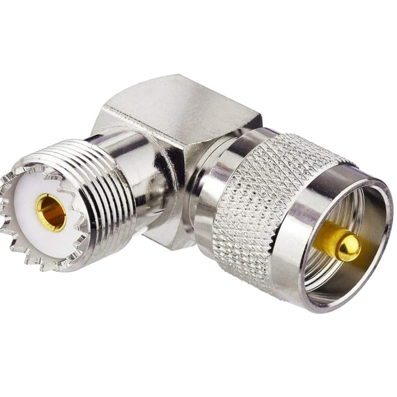 [Australia - AusPower] - （Pack of 2） UHF Male PL-259 to UHF Female SO-239 L Shape Right Angle 90 Degree Coaxial Adapter Connector 