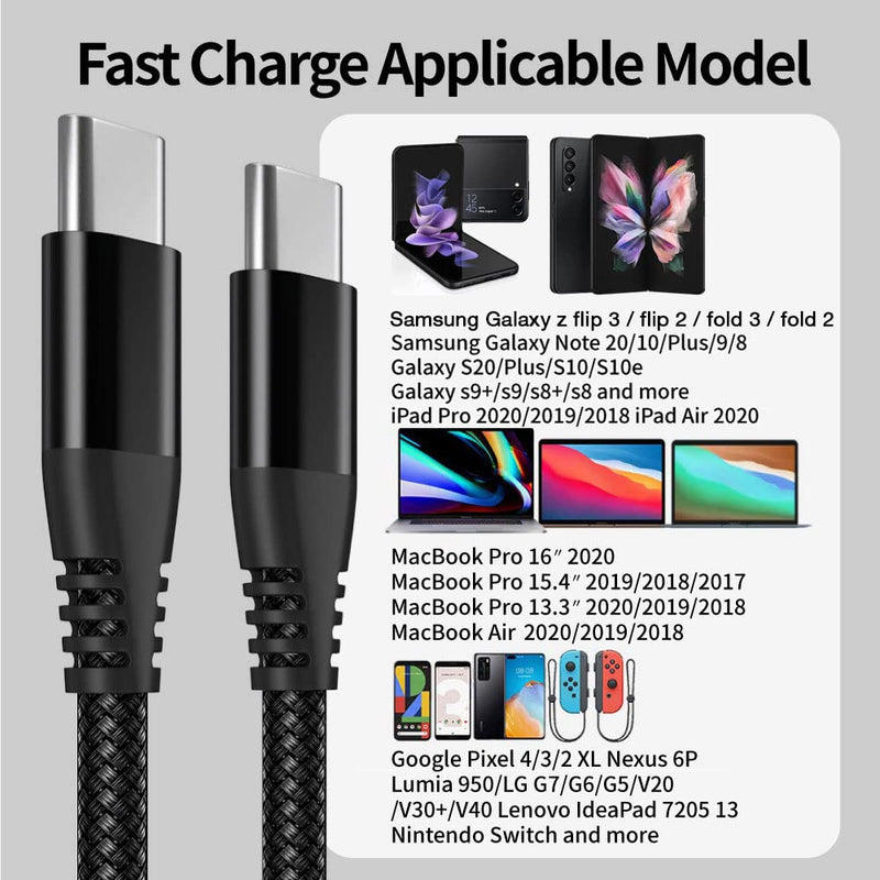 [Australia - AusPower] - 10FT USB C Charger Cable Cord Compatible for Samsung Galaxy z flip 3 5G, flip 2 Galaxy z fold 3 Samsung Galaxy z fold 2 Wires for 5G flip Phone USB Adapter Fast Long Power Charging Cable (Black) 
