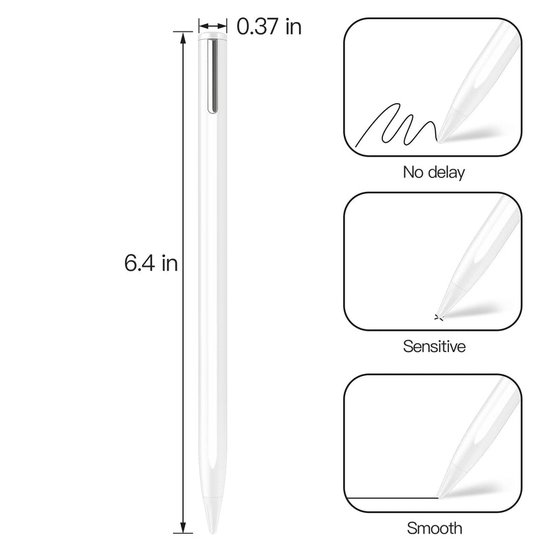 [Australia - AusPower] - Stylus Pen Compatible for iPad (2018 and Later) ,Palm Rejection, Compatible with iPad Pro 11&12.9 Inch,iPad Air (3rd/4th/5th),iPad Mini(5/6th),iPad(6/7/8/9th),Tilting Detection (White) White 