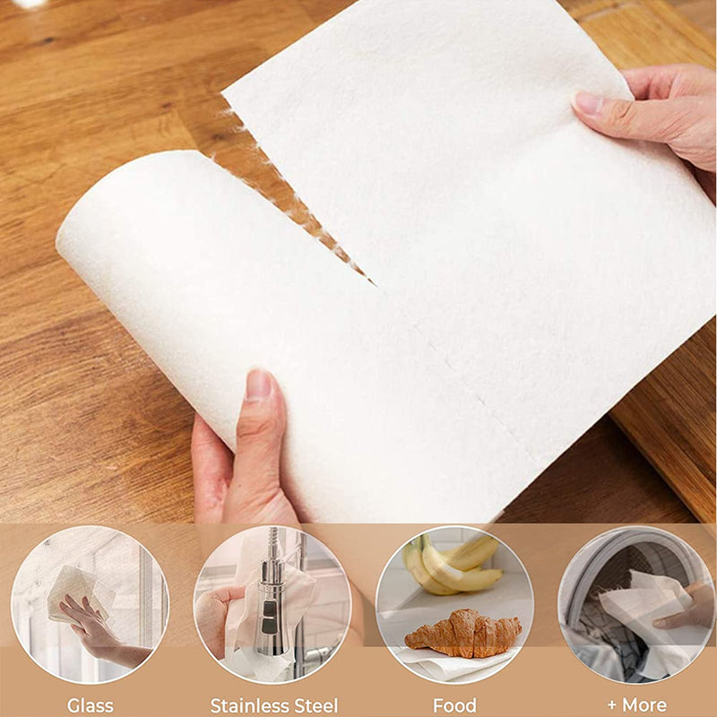[Australia - AusPower] - JINYUDOME Disposable Bamboo Towel Kitchen Cloth, Washable Recycled Napkins Cloth Eco Friendly, 2 Roll - 40 Sheet,White 