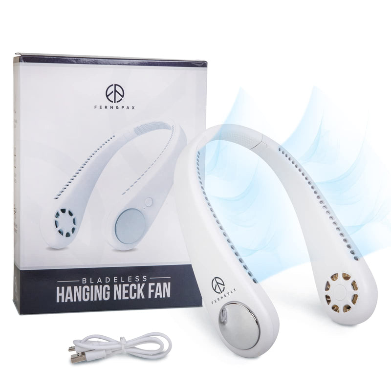 [Australia - AusPower] - Fern & Pax Bladeless Neck Fan – USB Rechargeable Portable Neck Fan with 3 Airflow Levels – Headphone Design Cooling Fan – Wearable Cooling Device with Flexible Rubber Ductile Arm 