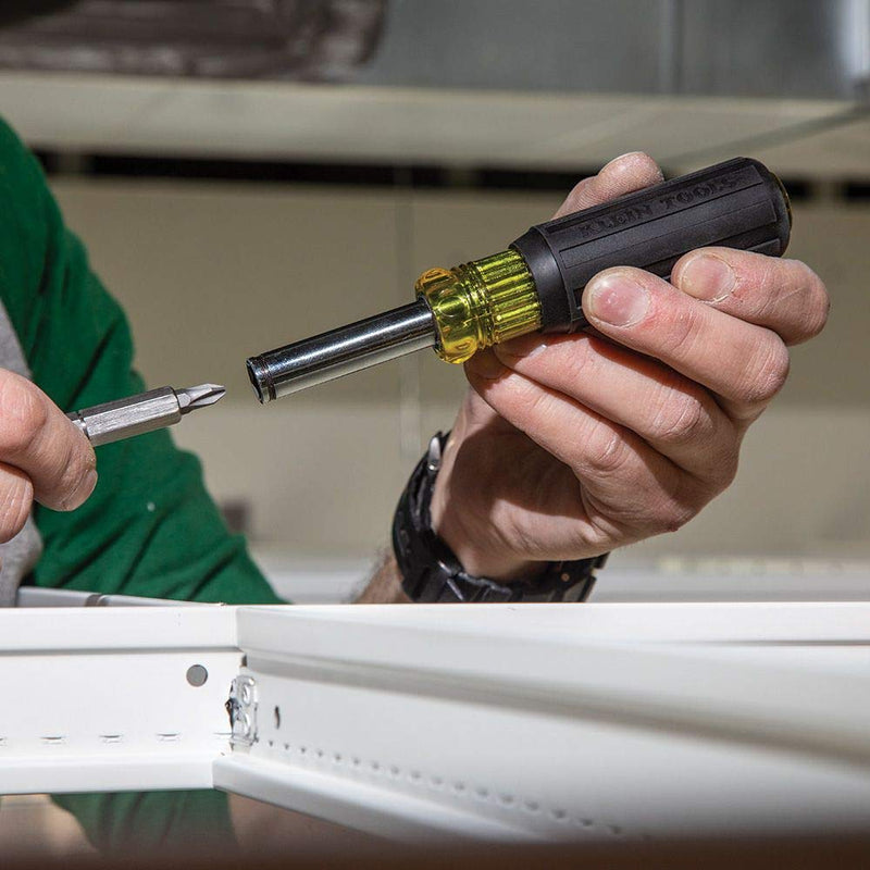 [Australia - AusPower] - Klein Tools 32500MAG Magnetic Multi-Bit Screwdriver / Nut Driver, 11-in-1 Multi Tool with 8 Bits, 3 Nut Driver Sizes, Cushion Grip Handle 