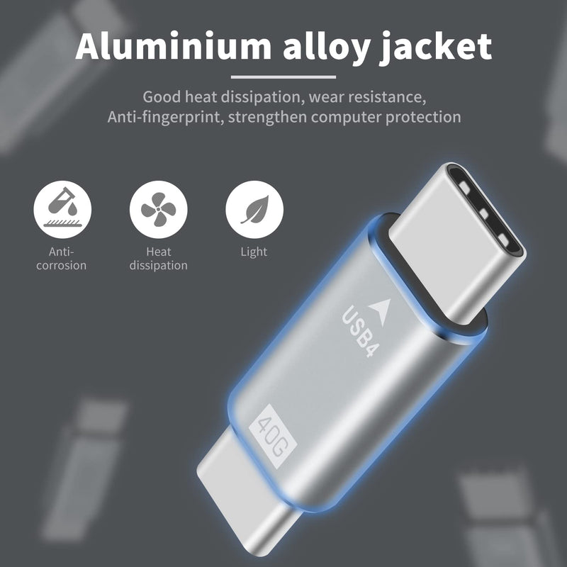[Australia - AusPower] - Duttek USB C Male to Male Adapter, 40Gpbs Type C Male to Type C Male Full Featured Adapter, Support Data Synchronization and Charging, for with Thunderbolt 3/4, USB3.1, USB2.0. Silver 