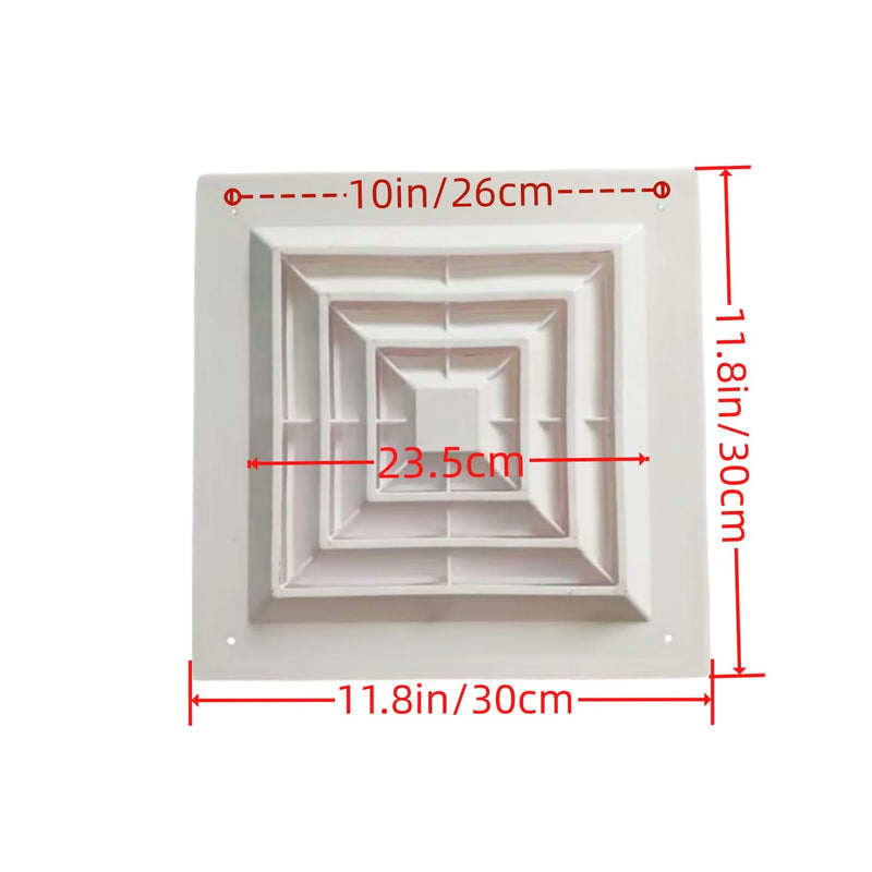 [Australia - AusPower] - Return Air Flow Reinforced Plastic Fan Grille, Sidewall and Ceiling Square Return Grille Vent Cover 11.8"x11.8" (30Wx30L(cm)) -White 