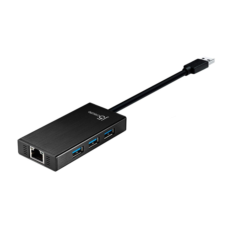 [Australia - AusPower] - j5create USB 3.0 Multi-Adapter Hub- 3X USB 3.0 SuperSpeed Ports, Gigabit RJ45 Ethernet, Compatible with Windows and MacOS 