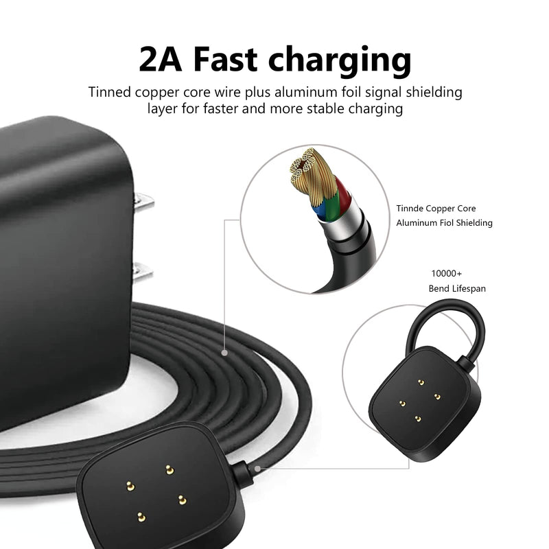[Australia - AusPower] - Fast Wall Charger for Fitbit Sense & Versa 3 Versa 4 Replacement USB Charging Cable Cord for Fitbit Sense 2/Fitbit Sense/Fitbit Versa 4/Versa 3 Smartwatch Charger Dock USB Cable Cord 