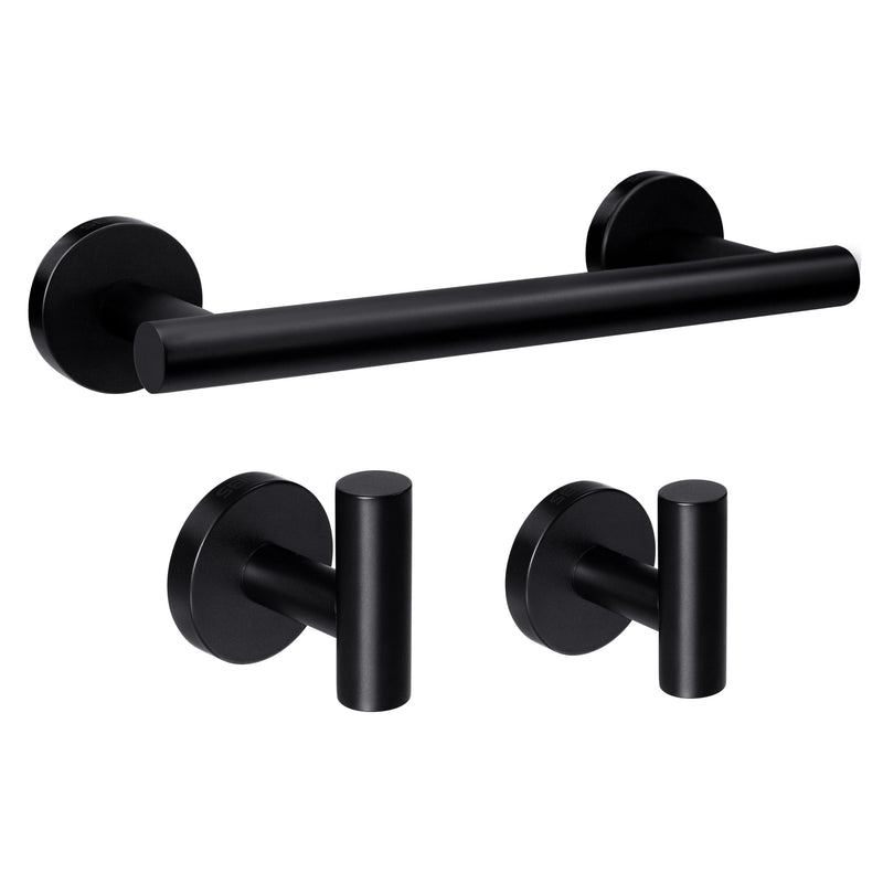 [Australia - AusPower] - SEIDO 3-Pieces Bathroom Hardware Set Black Bathroom Accessories Set, SUS 304 Stainless Steel Towel Bar for Bathroom Wall Black Towel Rack 