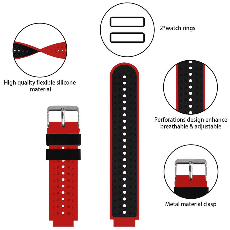 [Australia - AusPower] - TopPerfekt Band Compatible with Garmin Forerunner 235, Soft Silicone Replacement Watch Band Strap Wristband for 220/230/235/620/630/735XT/235 Lite Smart Watch for Women Men Red-Black 