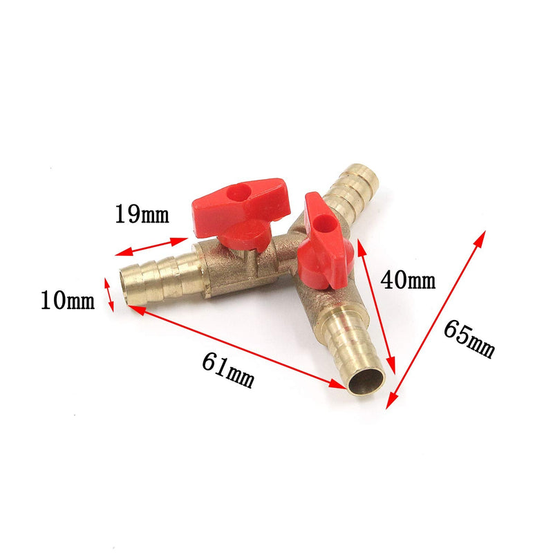 [Australia - AusPower] - Antrader Forged Brass Ball Valve Y Shaped Shut Off Switch, 3/8" x 3/8" x 3/8" Barb Tee Pipe Tubing Fitting Coupler, with 2 Operation Switchs 