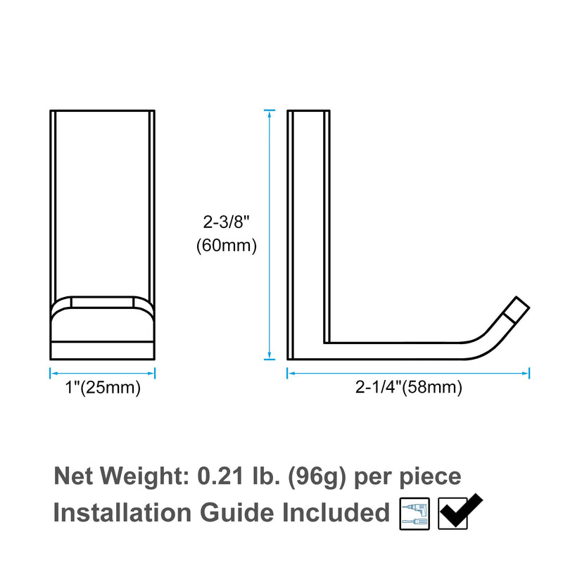 [Australia - AusPower] - APLusee 2 Pack Bath Robe Hook, 304 Stainless Steel L Shape Coat Holder, Bathroom Home Accessories Matte Black 