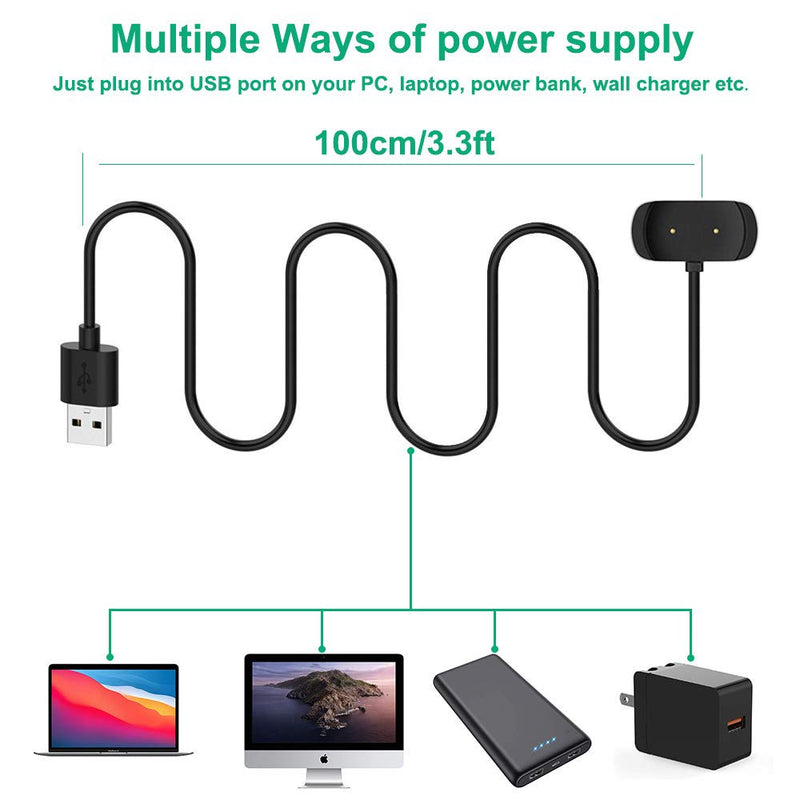 [Australia - AusPower] - Kissmart Charger Cable for Amazfit GTS 2, GTS 2 Mini, GTS 2e, GTR 2, GTR 2e, T-Rex Pro, BIP U, Zepp E/Z, USB Charging Cable Dock Cord 3.3ft Smartwatch Accessories 