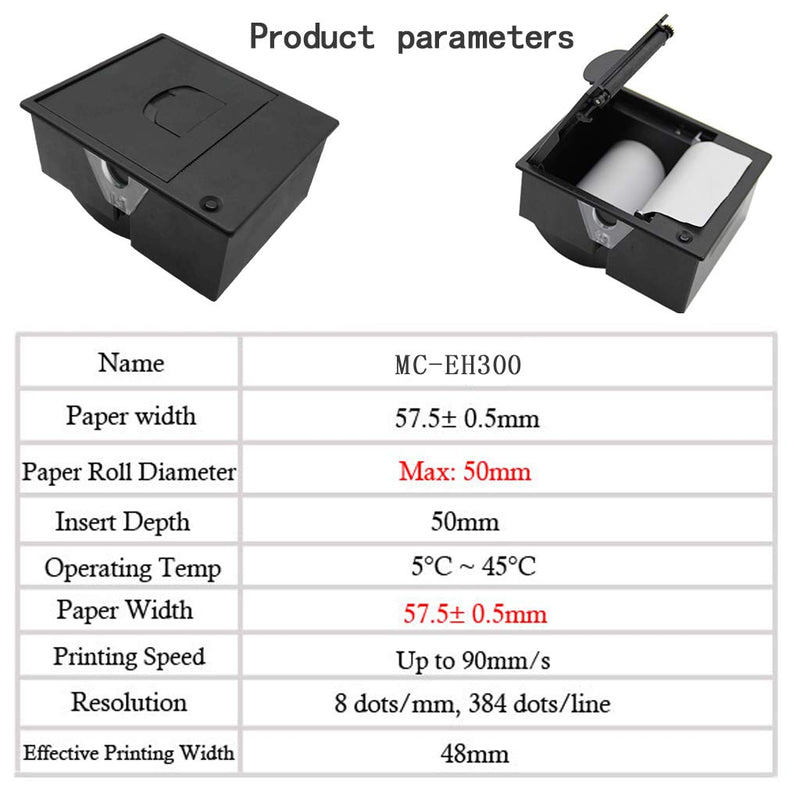 [Australia - AusPower] - 58mm Thermal Printer Embedded TTL Serial Ticket Printer Micro Print Module 12V 