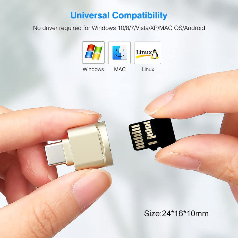 [Australia - AusPower] - Type C Micro SD/TF Card Reader with Keychain, Leizhan USB C to Micro SD SDHC SDXC OTG Memory Reader, Type C Card Reader Adapter Compatible for Mac Windows Lixus Samsung Galaxy Note 20 S20 silver 
