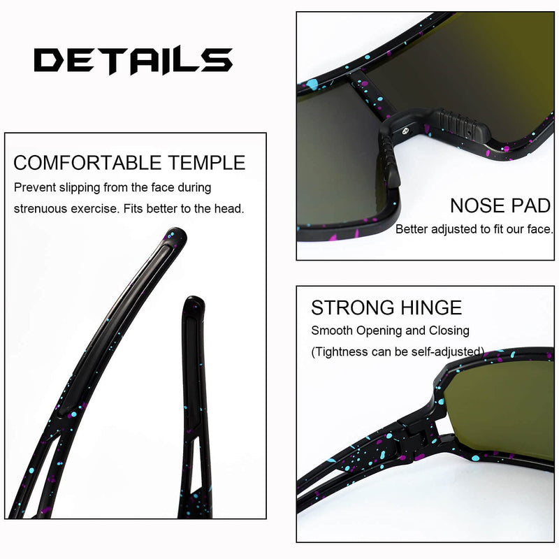 [Australia - AusPower] - SPOSUNE Polarized Cycling Glasses for Men Women , UV400 Bike Sunglasses - Sport Eyewear for Bicycle Baseball Running MTB Bc&blue Lens 