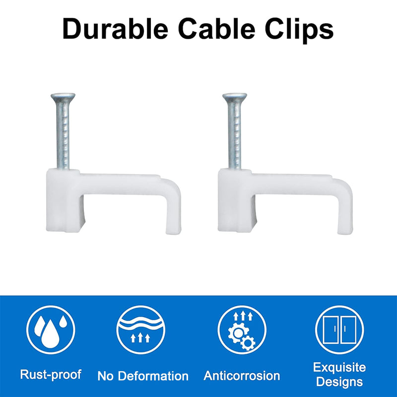 [Australia - AusPower] - INCREWAY 200Pcs 12mm Flat Cable Wire Clips Cable Staples Cord Holder Wire Management, White 