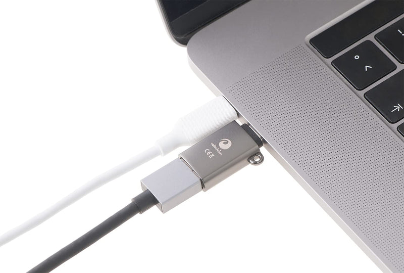 [Australia - AusPower] - valonic USB C to USB A Adapter - 2 Pieces, Gray - incl. Eyelet and Keychain - USBC Adapter for MacBook, External Hard Drive, USB Stick. 