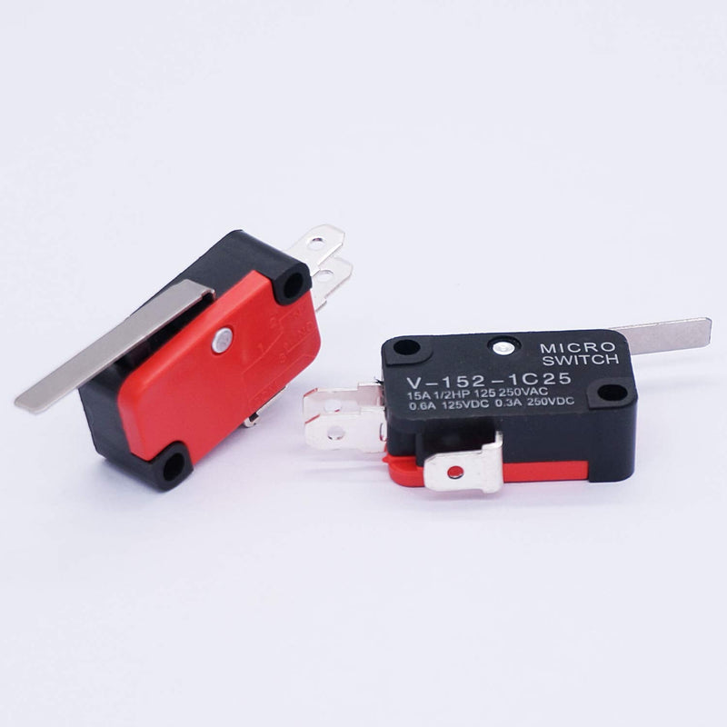 [Australia - AusPower] - Twidec/6Pcs Micro Limit Switch Short Straight Hinge Lever Arm SPDT Snap Action Switch for Arduino V-152-1C25 