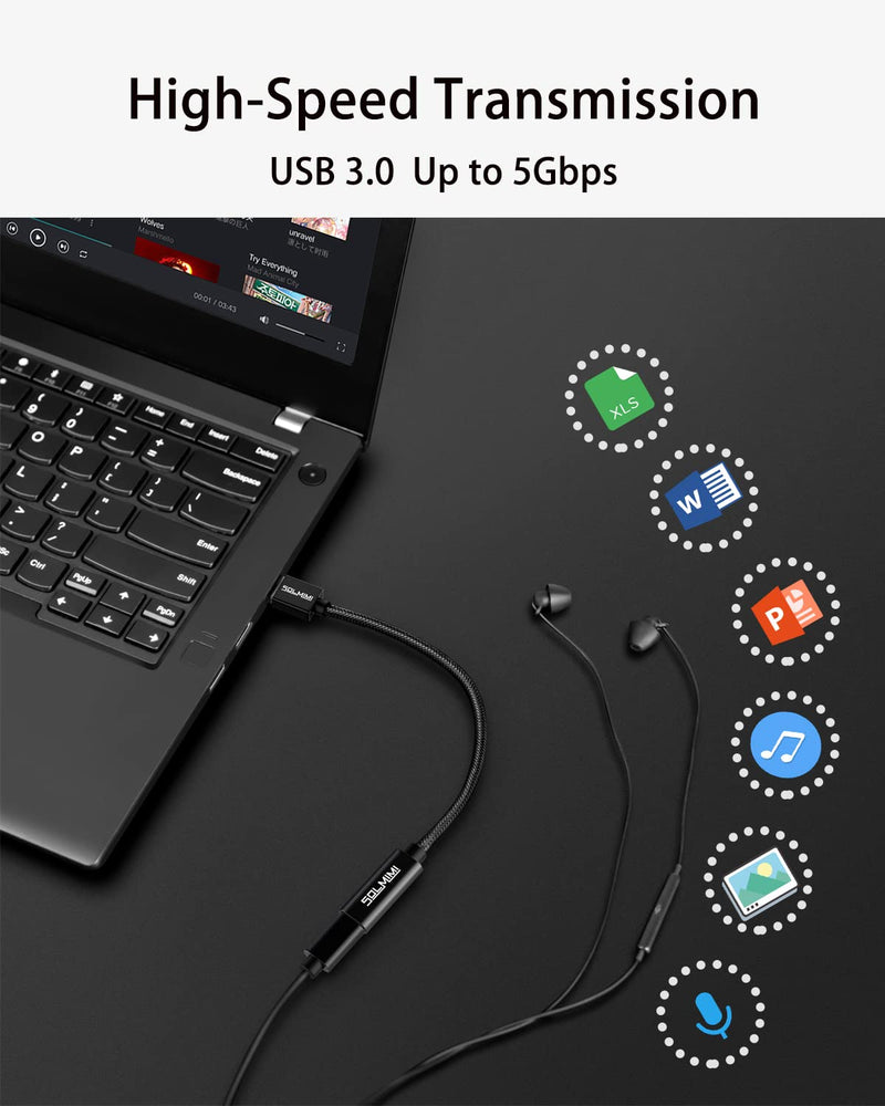 [Australia - AusPower] - USB C Female to USB Male Adapter 4FT, SOLMIMI Double-Sided Type C to USB 3.0 Male Adapter with 5Gbps High-Speed Data Transmission for Laptop, Charger, Power Bank, U Disk 120CM/4FT 