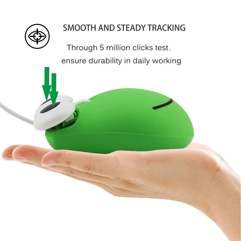 [Australia - AusPower] - Cute Wired Frog Mouse for Kids,Wired Frog Laptop Mouse, Computer Mouse Wired for Kid and Adult Mini Cute Lovely Animal Frog Mouse for Laptop, Desktop Computer (Green) 