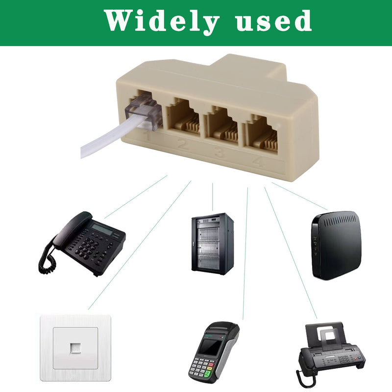 [Australia - AusPower] - Phone Splitter4 Way Telephone Adapter RJ11 6P4C 1 Female to 4Females for Landline and Fax -1Pack 