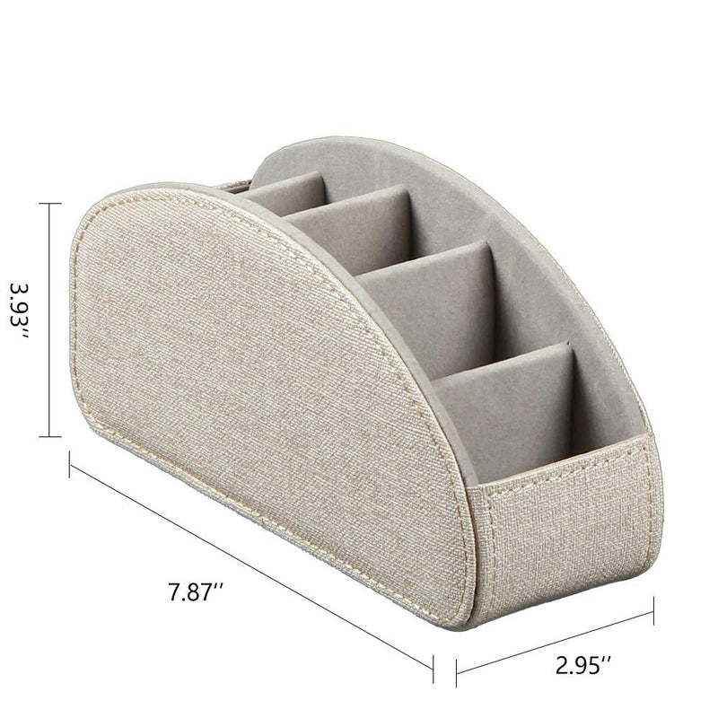 [Australia - AusPower] - Leather Remote Control Holder，TV Remote Caddy with 5 Compartments，Desktop Organizer for Storage TV, DVD, Blu-Ray, Media Player, Heater Controllers (Beige) beige 