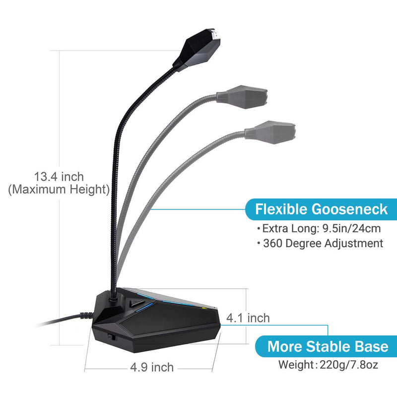 [Australia - AusPower] - USB Computer Microphone, Plug &Play Desktop Omnidirectional Condenser PC Laptop Mic, Mute Button with LED Indicator, Compatible with Windows/Mac, Ideal for YouTube, Skype, Recording, Games(1.8m /6ft) with mute button 