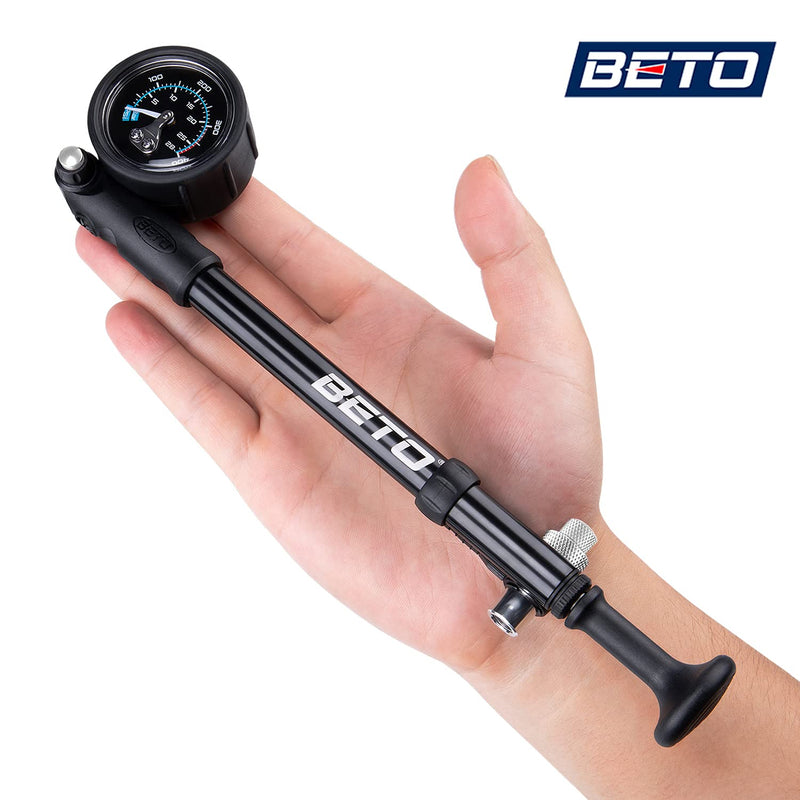 [Australia - AusPower] - BETO High Pressure Shock Pump - (400 PSI Max) MTB Bike Shock Pump for Fork & Rear Suspension with No-Loss Schrader Valve 