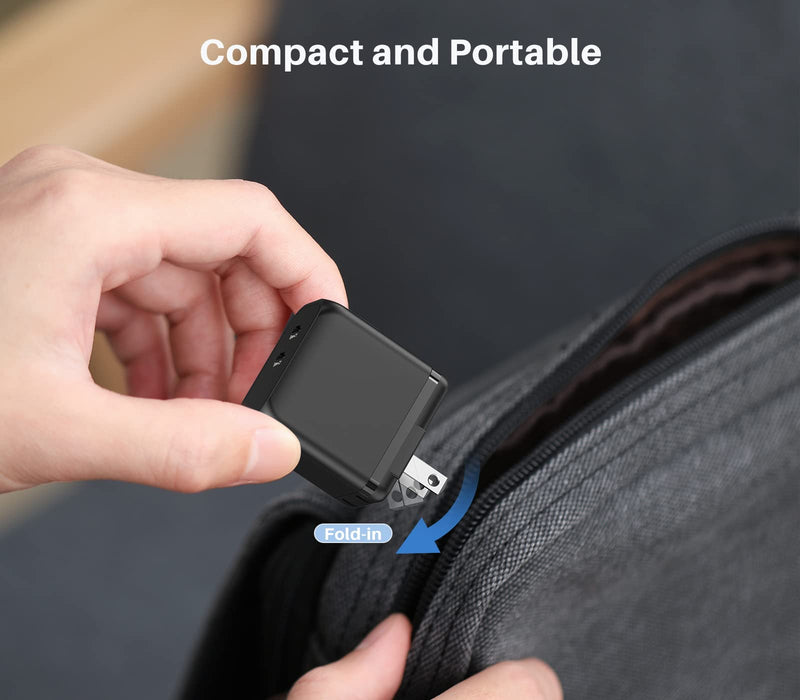 [Australia - AusPower] - 45W USB C Charger, K&ZZ Dual USB-C GaN Charger Foldable PD Super Fast Charger Block Compact Type C Wall Charger for Galaxy S23 Ultra/ S22/ Note, MacBook, Steam Deck, iPad, iPhone 14 (45W, Black) 
