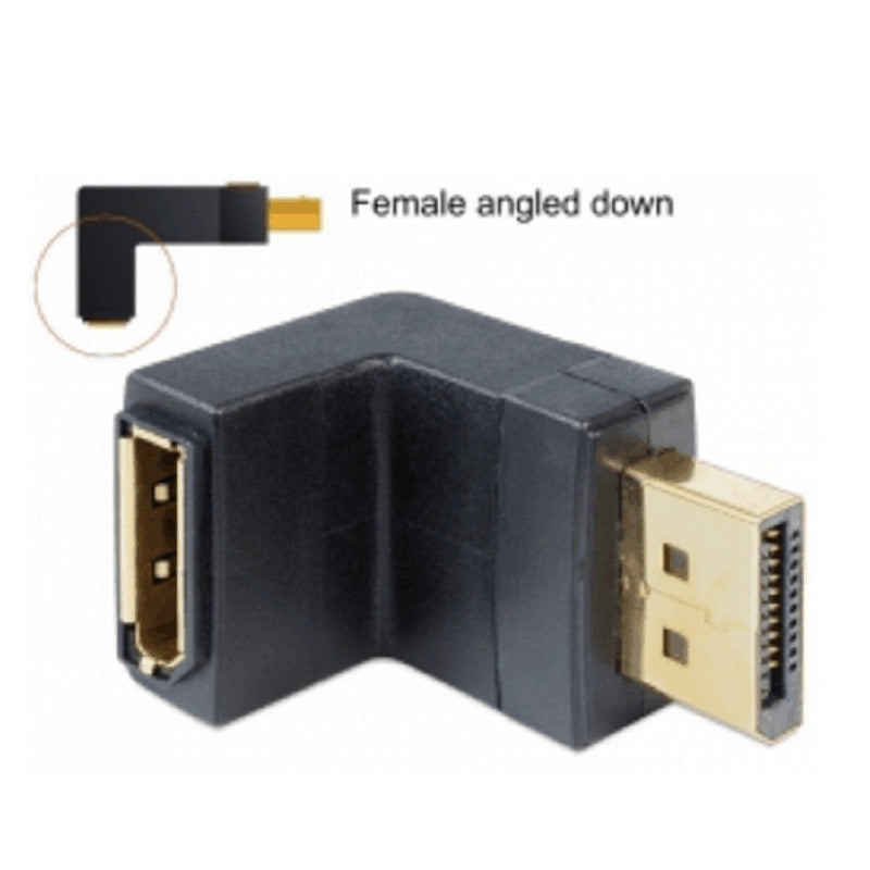 [Australia - AusPower] - CY DP DisplayPort Male 90 Degree Up Angled to Female Extension Adapter Converter Black 