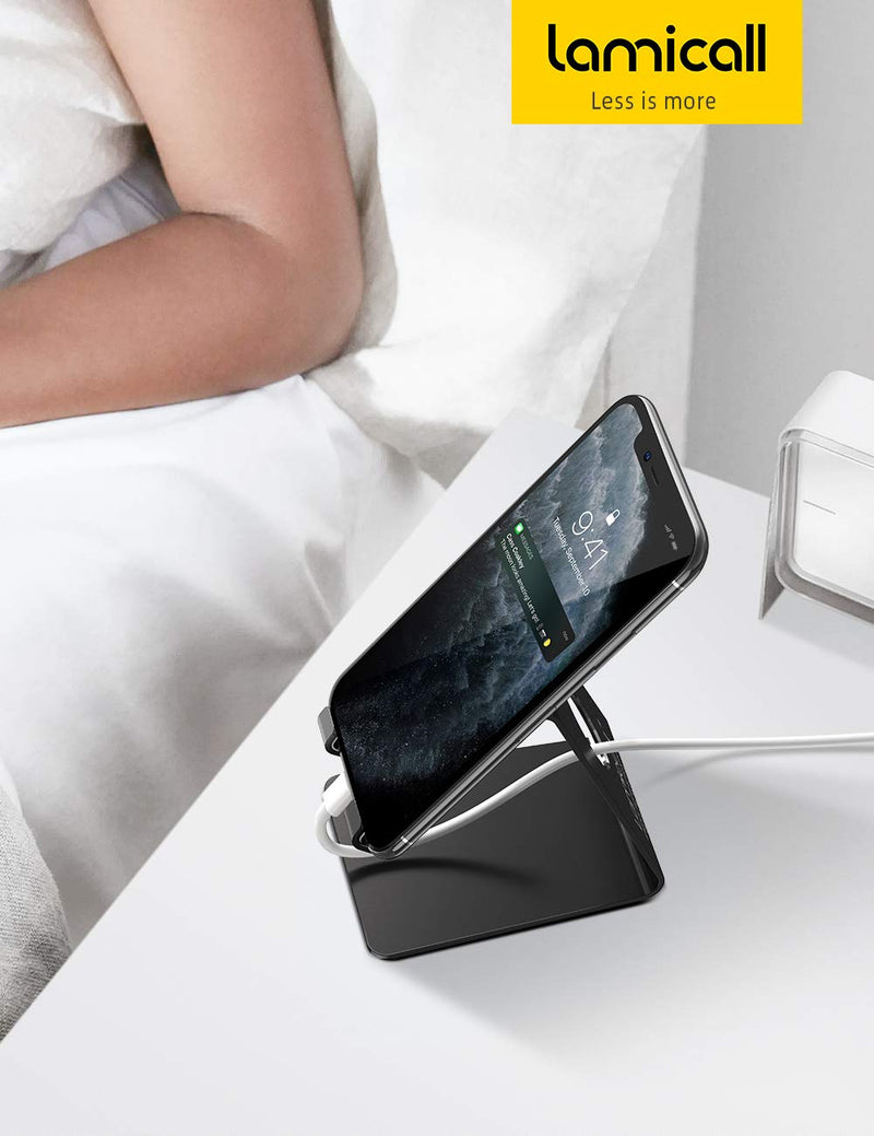 [Australia - AusPower] - Lamicall Cell Phone Stand, Phone Dock: Cradle, Holder, Stand for Office Desk - Black 1-Black 