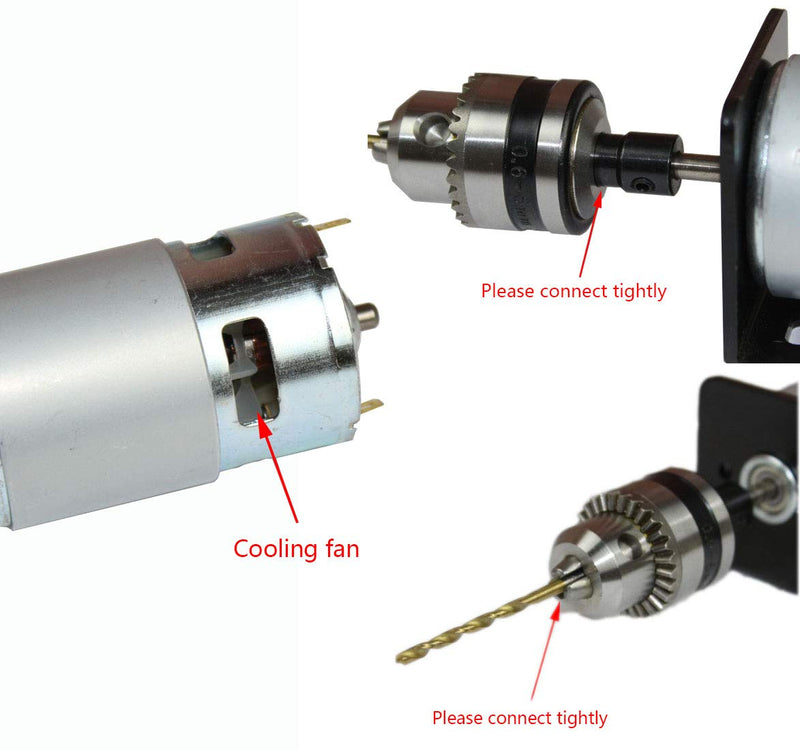 [Australia - AusPower] - Abovehill 775 DC Motor Set 12V-24V 6000-12000RPM Ball Bearing Motor for Electrical Tools +Motor Bracket +Drill Chuck+Bushing+4mm Drill 
