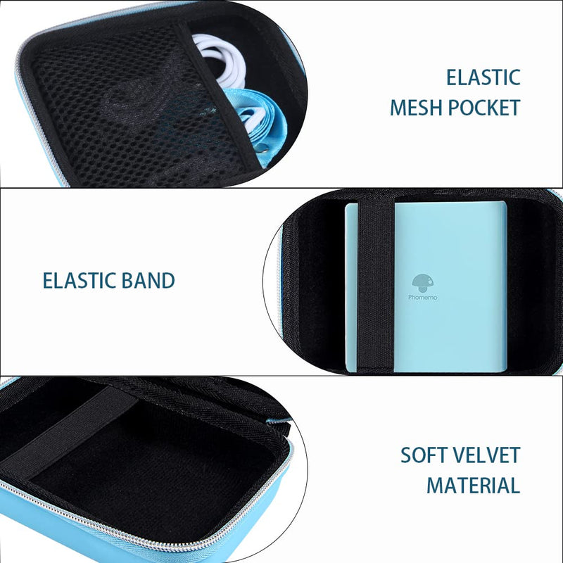 [Australia - AusPower] - Leayjeen Printers Case Compatible with Phomemo/Memoking/Ponek/SUNLONG M02 Portable Pocket Printer and Mini Bluetooth Wireless Thermal Sticker Printer(Case Only) blue 
