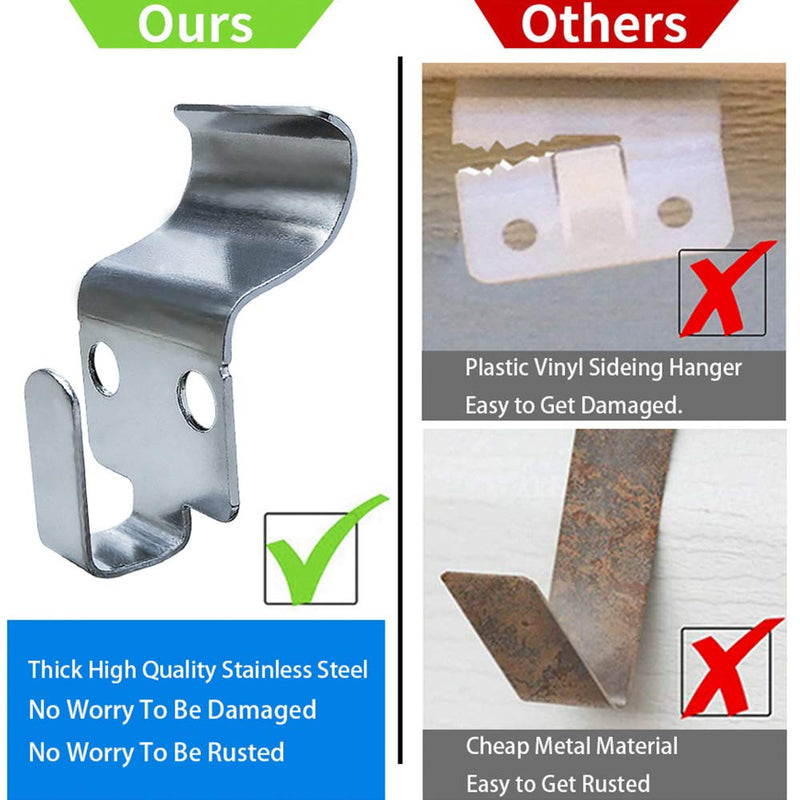[Australia - AusPower] - BOF Creations NO-Hole Vinyl siding Hooks for Hanging Christmas Decorations, Wreath, Christmas Lights Christmas Ornaments, Heavy Items, Stainless Steel, Easy Install Solution (10 Pack) 