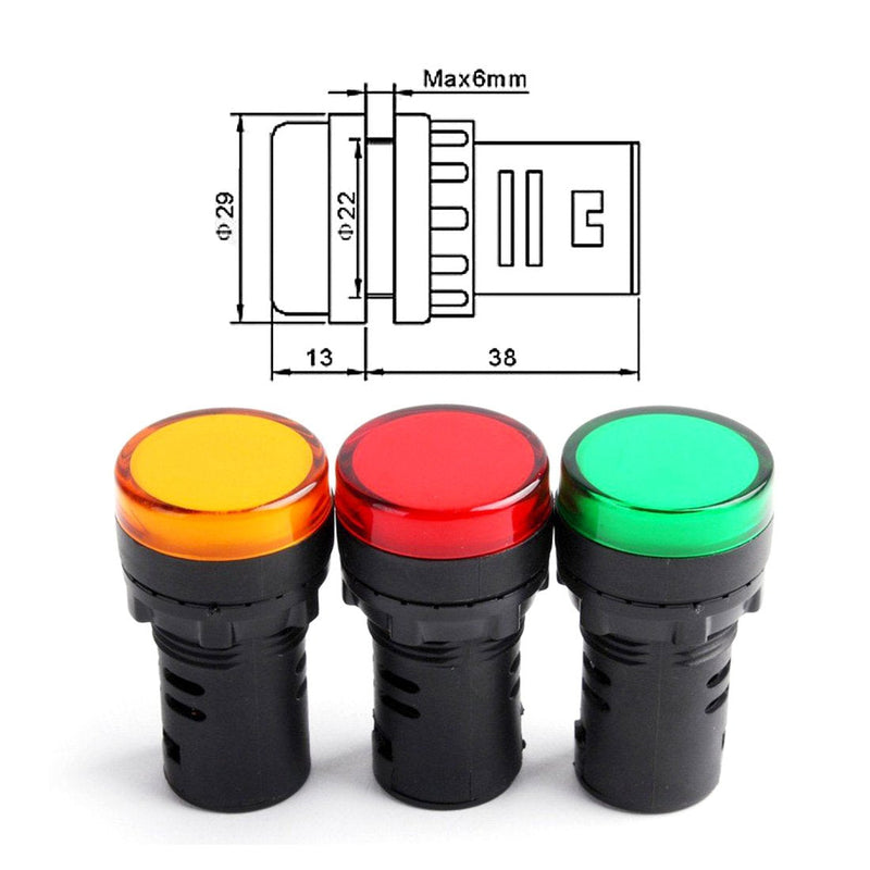 [Australia - AusPower] - Baomain AD16-22D/S31 24 V 20mA Energy Saving LED Indicator Light Green Yellow Red Blue White 5 Pcs 