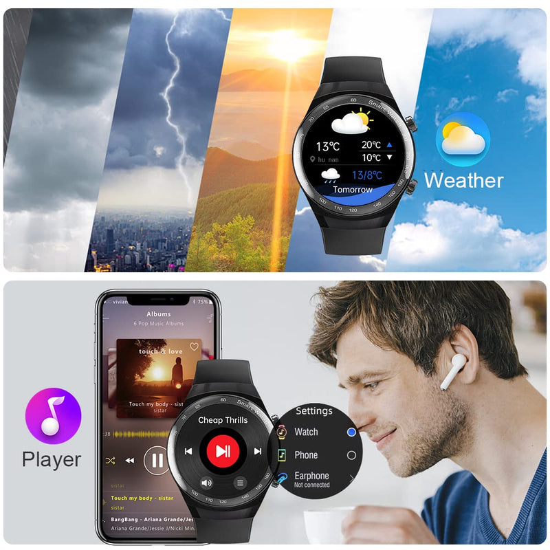 [Australia - AusPower] - suinsist Smart Watch 2022 with Call Fitness Tracker with Sleep Monitor Activity Tracker with 1.54 Inch Touch HD Screen, IP67 Waterproof Smartwatch with Step Monitor Compatible iPhone Samsung Android Black Silica 