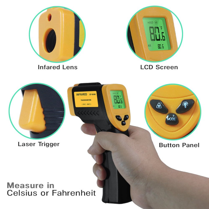 [Australia - AusPower] - PARTYSAVING Non-Contact Infrared Thermometer, -58℃ – 716℃ (-50℉ – 380℉), Temperature Gun with Precision Laser Technology for Kitchen Home Industrial, APL1348 