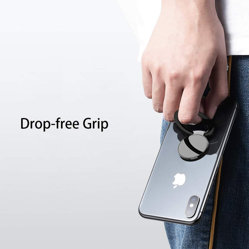 [Australia - AusPower] - Upgraded World's Slimmest Phone Ring Holder, Tomorotec Ultra Thin Cell Phone Ring Stand Magnetic Car Mount Hook Matte Center Compatible for iPhone X 8 7 Plus 6S 6 5s 5 SE,Galaxy S8 S7 S6 Edge(Black) Black 