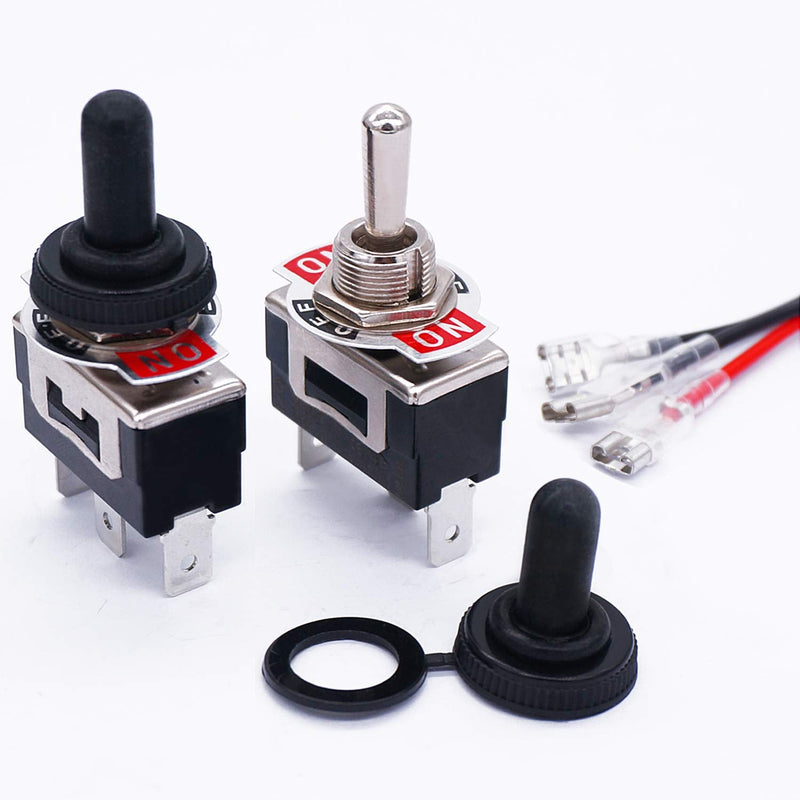 [Australia - AusPower] - TWTADE 3Pcs Momentary Toggle Switch 3 Pins 3 Position (ON)/Off/(ON) SPDT Heavy Duty Rocker Toggle Switch 16A 250VAC Spade Terminal Metal Switch with Waterproof Boot Cap+6.3mm Wires TEN-123MZX-B123 Bilateral reset 