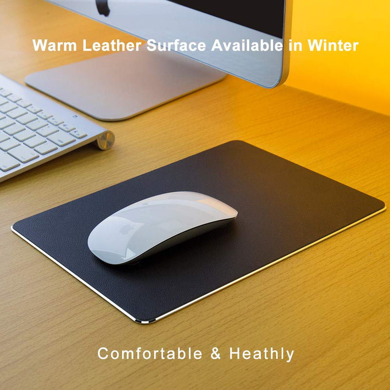 [Australia - AusPower] - Hard Black Metal Aluminum Mouse Pad Mat Smooth Magic Ultra Thin Double Side Mouse Mat Waterproof Fast and Accurate Control for Gaming and Office((Large 11.81X9.45 Inch) Large 