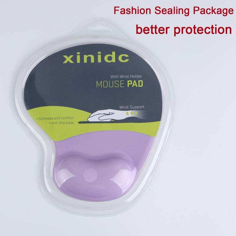 [Australia - AusPower] - Xinidc Ergonomic Computer Mouse Pad with Wrist Rest Support, Pain Relief Mouse Pad with Non-Slip PU Base for Home Office Working Studying (Purple) Purple 