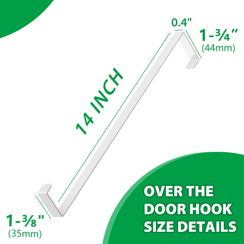 [Australia - AusPower] - Booda Brand Over The Door Hooks 14-'', 4 Pack Upgraded Widen Hanger Hook Fits 1-3/4-'' & 1-3/8-''Door Widths, Z-Shaped Wreath Sturdy for Hanging Wreaths, Hats, Clothes (White) White 