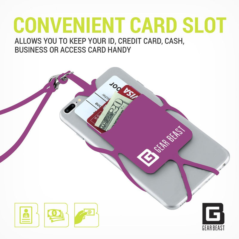 [Australia - AusPower] - Gear Beast Cell Phone Lanyard - Universal Neck Phone Holder w/ Card Pocket and Silicone Neck Strap - Compatible with Most Smartphones, Spring Crocus 