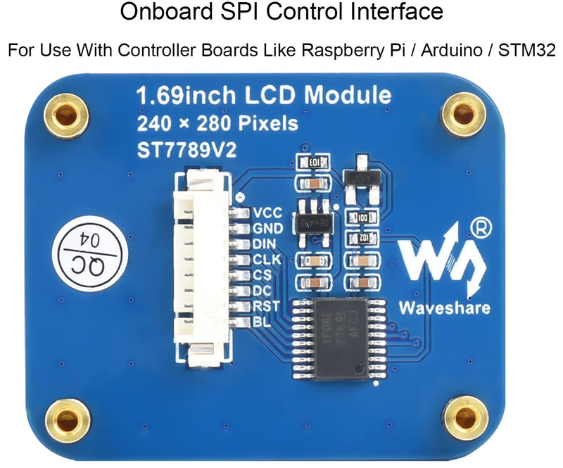 [Australia - AusPower] - waveshare 1.69inch LCD Display Module, 240x280 IPS Screen, 262K RGB Display Colors, SPI Interface,Embedded ST7789V2 Driver chip, Using SPI Interface, Compatible with Arduino,Raspberry Pi, STM32, etc. 