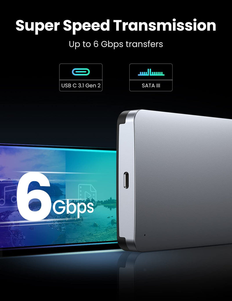 [Australia - AusPower] - UGREEN USB C Hard Drive Enclosure for 2.5" SATA SSD HDD Aluminum USB C to SATA Adapter USB 3.1 Gen 2 Support UASP SATA III Compatible with MacBook Pro Air WD Seagate Toshiba Samsung Hitachi 