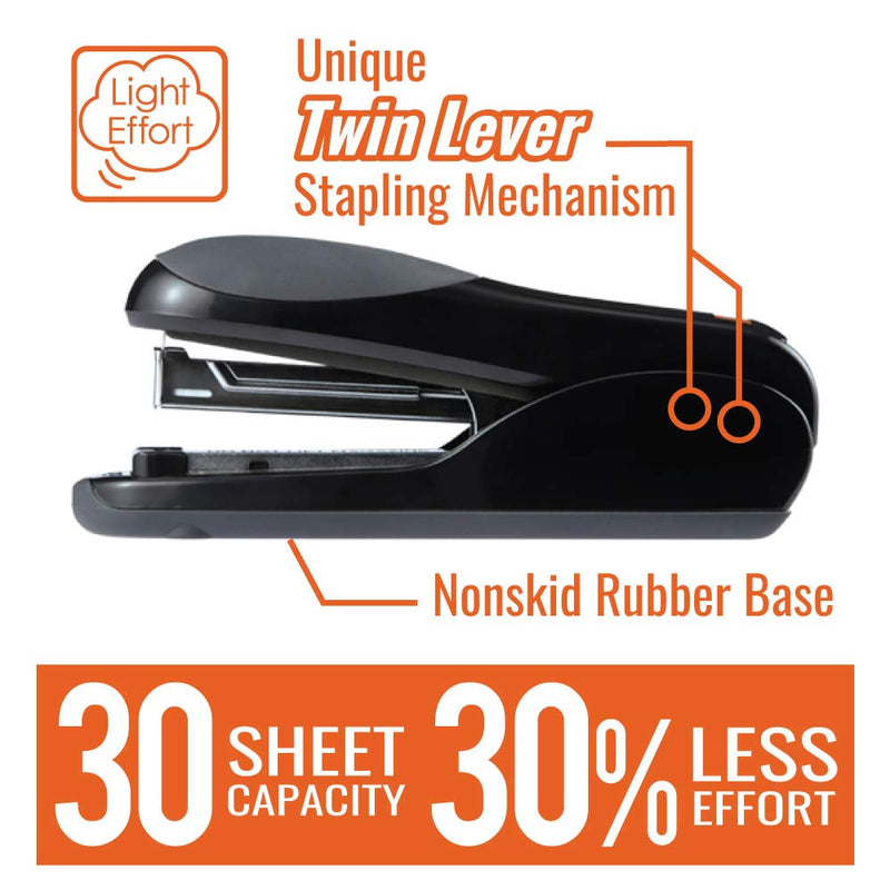 [Australia - AusPower] - Max Flat-Clinch Black Standard Stapler with 30 Sheet Capacity (HD-50DFBK) 