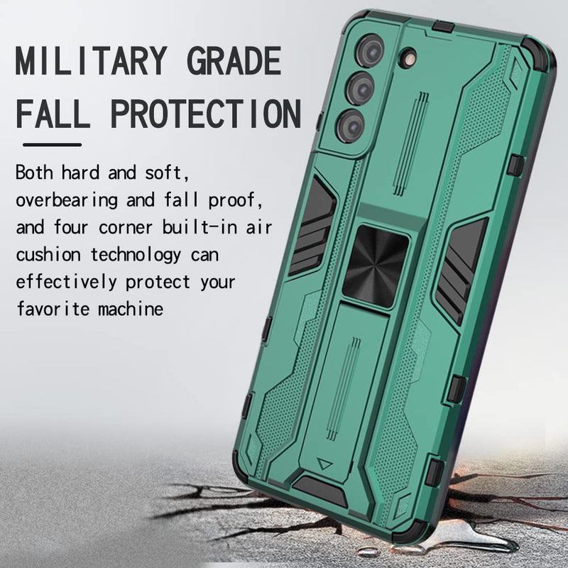 [Australia - AusPower] - RIZZ Samsung Galaxy S21+ Plus 5g Case with Kickstand and Magnetic Ultra Slim Phone Cases for Women and Men Armor Military Mobile Phone Drop Protection(Green) 